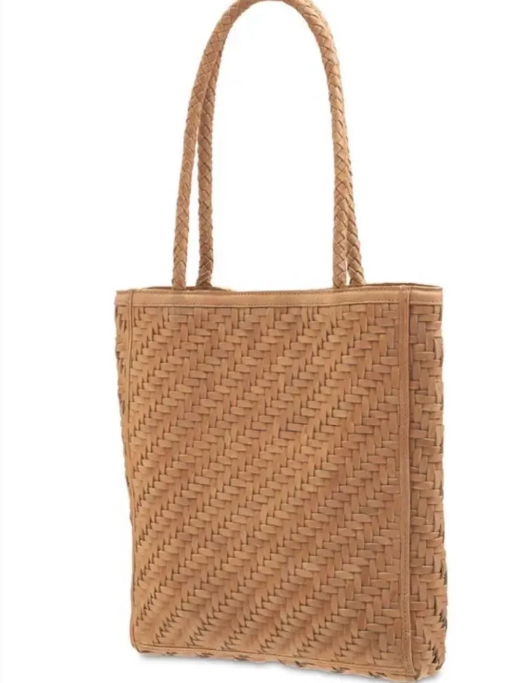 Bembien Woven Braided Leather Tote Bag in Natural Tan - Picture 2 of 6
